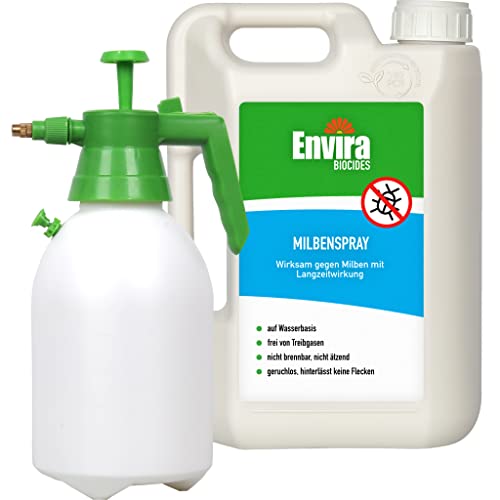 Envira Milben-Spray - Milbenspray für Matratzen mit Langzeitwirkung - Geruchlos & Auf Wasserbasis - 2 Liter + 2L Drucksprüher von Envira