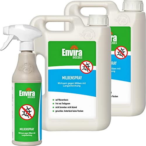 Envira Milben-Spray - Milbenspray für Matratzen mit Langzeitwirkung - Geruchlos & Auf Wasserbasis - 2x2Ltr+500ml von Envira