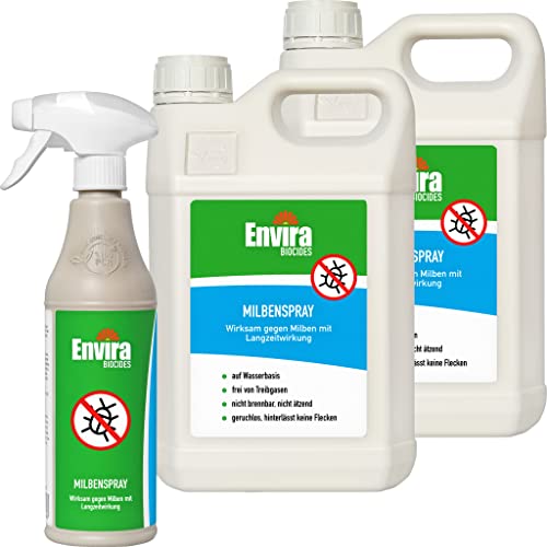 Envira Milben-Spray - Milbenspray für Matratzen mit Langzeitwirkung - Geruchlos & Auf Wasserbasis - 2x5Ltr+500ml von Envira