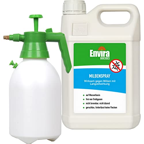 Envira Milben-Spray - Milbenspray für Matratzen mit Langzeitwirkung - Geruchlos & Auf Wasserbasis - 5 Liter + 2L Drucksprüher von Envira