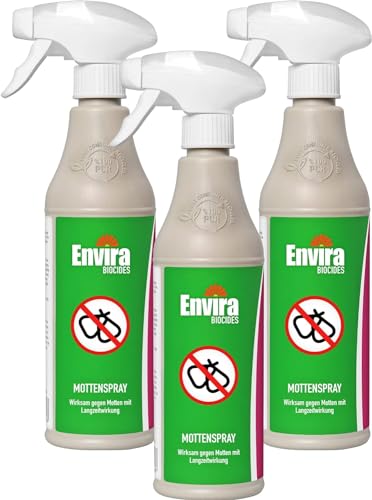 Envira Motten-Spray - Anti-Motten-Mittel Mit Langzeitwirkung - Geruchlos & Auf Wasserbasis (3 x 500 ml) von Envira