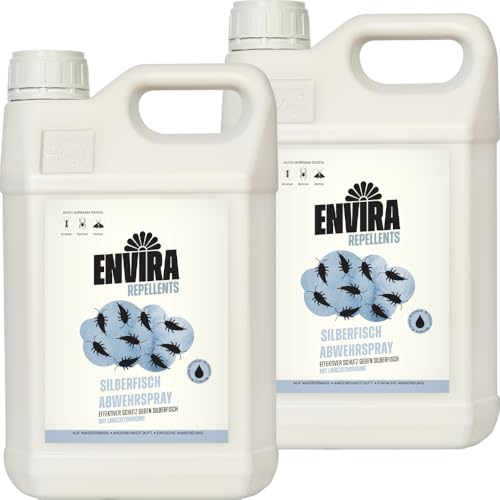 Envira Silberfisch Abwehrspray 2 x 5 Liter - Spray mit Langzeitwirkung gegen Silberfische & Papierfische - Mittel gegen Silberfische in der Wohnung - Effektiv Silberfischchen loswerden von Envira