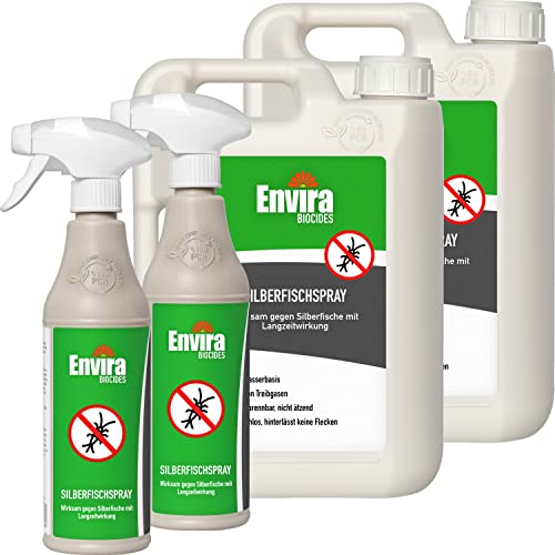 Envira Silberfisch-Spray - Anti-Silberfisch-Mittel Mit Langzeitwirkung - Geruchlos & Auf Wasserbasis - 2x 500 ml + 2x 2 Liter von Envira