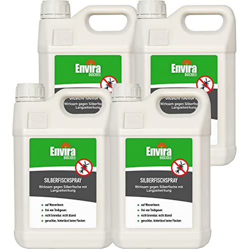 Envira Silberfisch-Spray - Anti-Silberfisch-Mittel Mit Langzeitwirkung - Geruchlos & Auf Wasserbasis - 4x5L von Envira