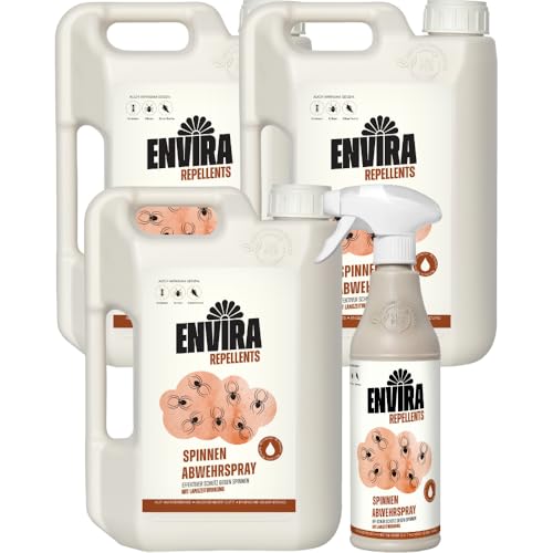 Envira Spinnen Abwehrspray 500 ml + 3 x 2 Liter - Spray mit Langzeitwirkung gegen Spinnen, Winkelspinnen, Kreuzspinnen, Weberknecht - Mittel gegen Spinnen in der Wohnung - Effektive Spinnenabwehr Envira Spinnen Abwehrspray 500 ml + 3 x 2 Liter - Spray mit Langzeitwirkung gegen Spinnen, Winkelspinnen, Kreuzspinnen, Weberknecht - Mittel gegen Spinnen in der Wohnung - Effektive Spinnenabwehr von Envira
