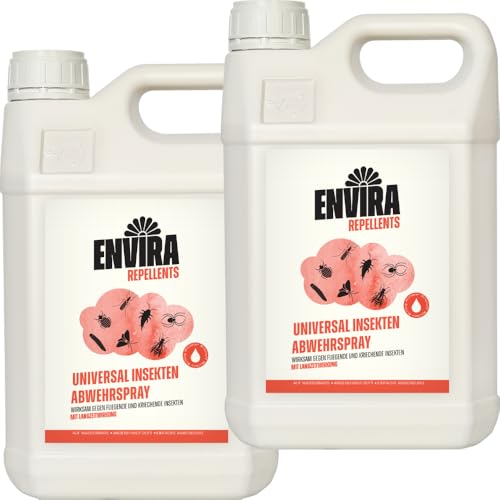 Envira Universal Insekten Abwehrspray 2 x 5 Liter - Spray mit Langzeitwirkung gegen Trauermücken, Silberfische, Lebensmittelmotten & weiteres Ungeziefer - Mittel gegen Insekten von Envira