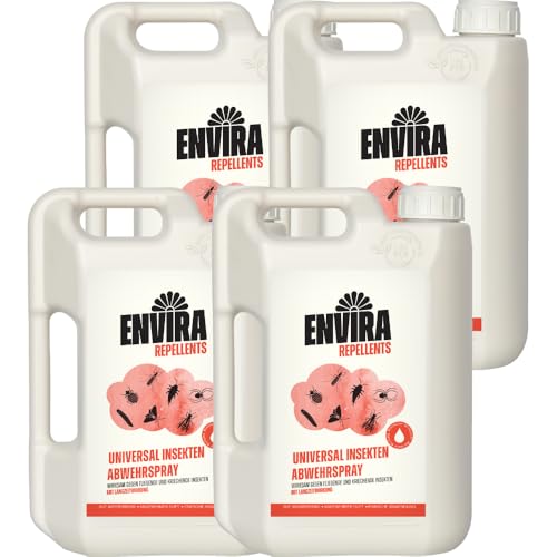 Envira Universal Insekten Abwehrspray 4 x 2 Liter - Spray mit Langzeitwirkung gegen Trauermücken, Silberfische, Lebensmittelmotten & weiteres Ungeziefer - Mittel gegen Insekten von Envira