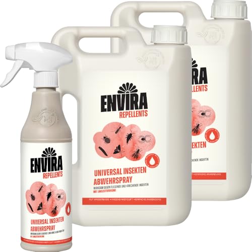 Envira Universal Insekten Abwehrspray 500 ml + 2 x 2 Liter - Spray mit Langzeitwirkung gegen Trauermücken, Silberfische, Lebensmittelmotten & weiteres Ungeziefer - Mittel gegen Insekten von Envira