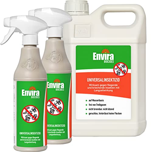 Envira Universal-Insektizid - Hochwirksames Insekten-Spray Mit Langzeitschutz - Auf Wasserbasis - 2 x 500 ml + 5L von Envira