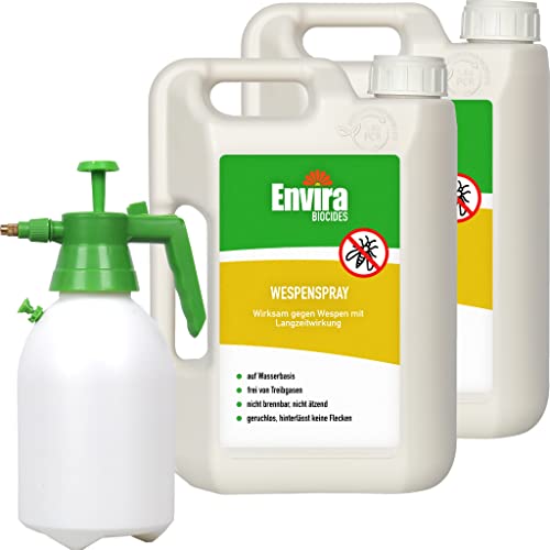 Envira Wespen-Spray gegen Wespen & Wespennester - Anti-Wespen-Spray zur Wespen-Abwehr mit Langzeitwirkung & auf Wasserbasis - 2 x 2 Liter + 2L Drucksprüher von Envira