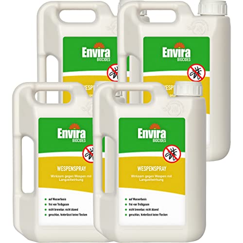 Envira Wespen-Spray gegen Wespen & Wespennester - Anti-Wespen-Spray zur Wespen-Abwehr mit Langzeitwirkung & auf Wasserbasis - 4 x 2 Liter von Envira