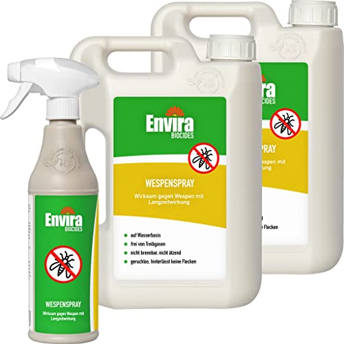 Envira Wespen-Spray gegen Wespen & Wespennester - Anti-Wespen-Spray zur Wespen-Abwehr mit Langzeitwirkung & auf Wasserbasis - 500 ml + 2 x 2 Liter von Envira