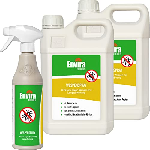 Envira Wespen-Spray gegen Wespen & Wespennester - Anti-Wespen-Spray zur Wespen-Abwehr mit Langzeitwirkung & auf Wasserbasis - 500 ml + 2 x 5 Liter von Envira