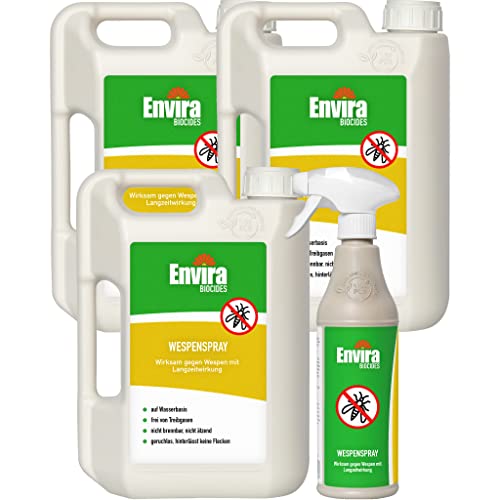Envira Wespen-Spray gegen Wespen & Wespennester - Anti-Wespen-Spray zur Wespen-Abwehr mit Langzeitwirkung & auf Wasserbasis - 500 ml + 3 x 2 Liter von Envira