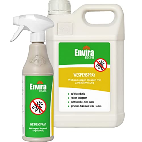 Envira Wespen-Spray gegen Wespen & Wespennester - Anti-Wespen-Spray zur Wespen-Abwehr mit Langzeitwirkung & auf Wasserbasis - 500 ml + 5 Liter von Envira