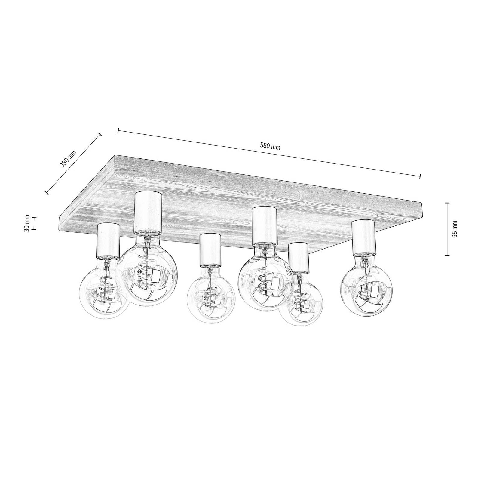 Envostar Lobo Deckenlampe 6fl. Kiefer nussbaum von Envostar