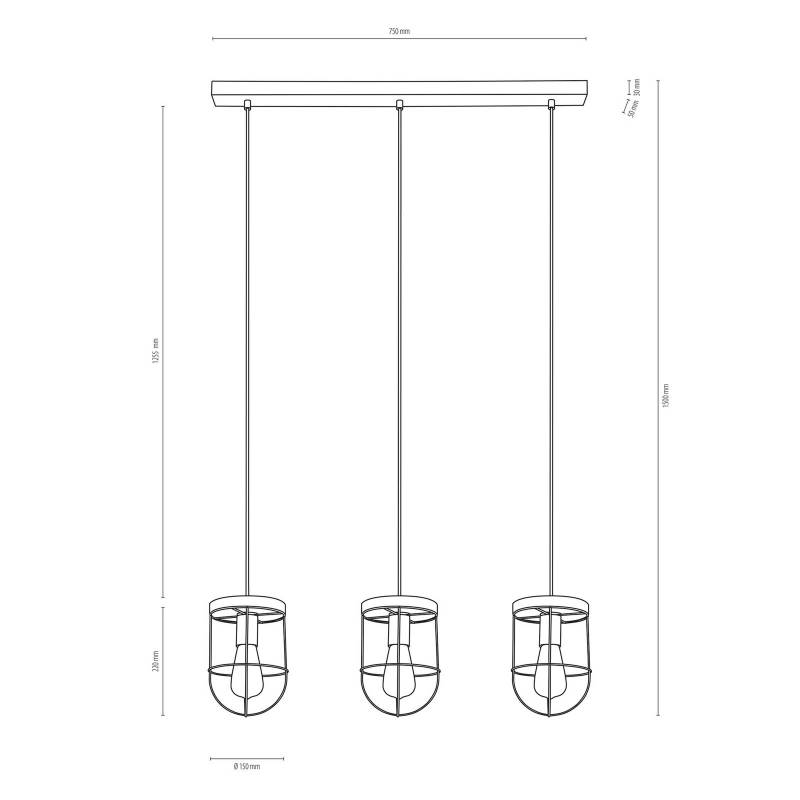 Envostar Neptuna Pendelleuchte dreiflammig linear von Envostar
