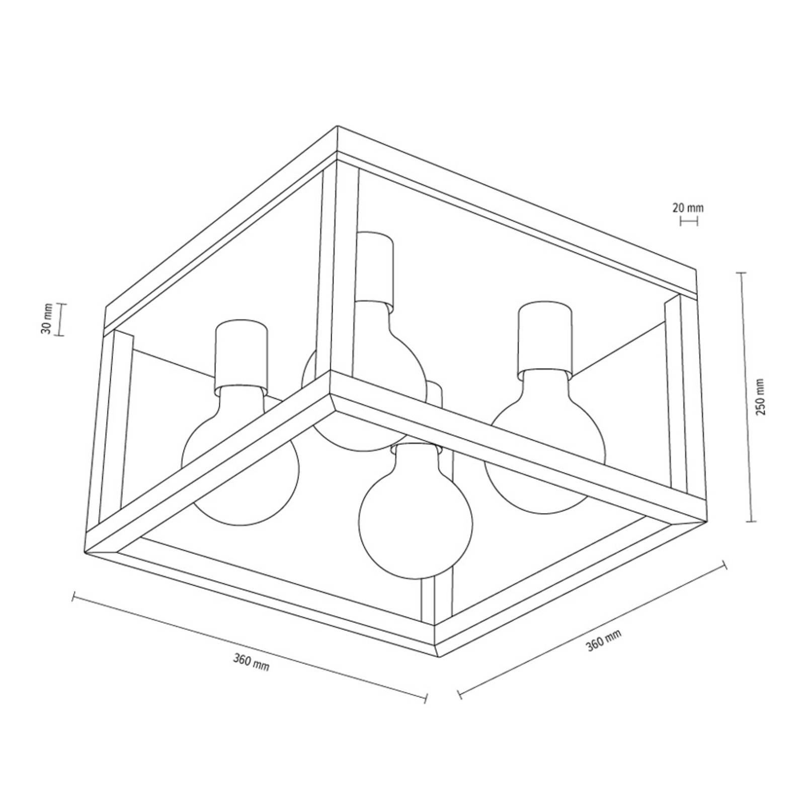 Envostar Rowan Deckenleuchte Eiche, Quadrat, 4fl von Envostar