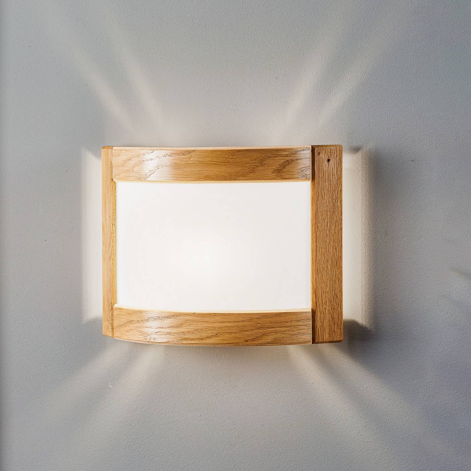 Wandleuchte Zanna aus Holz, Höhe 22 cm, eiche hell von Envostar