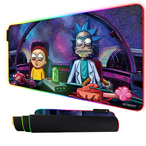 Envysun RGB-Mauspad mit LED-Licht, Gaming-Mauspad mit Gummiunterseite, bunt, Computerteppich, Schreibtischunterlage für PC, Laptop (80 x 30 cm) (80 x 30 cm) von Envysun
