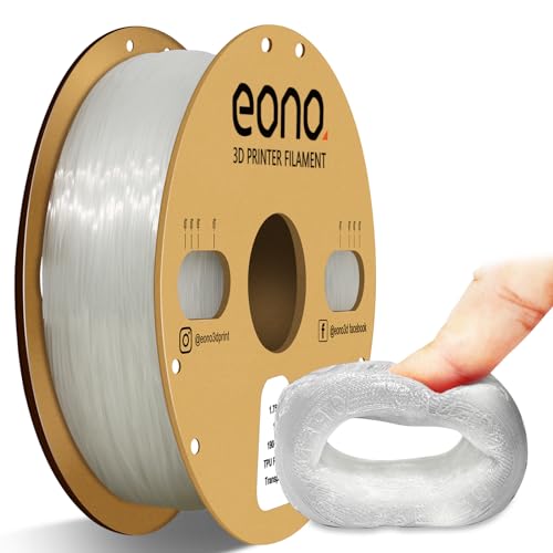 EONO 95A TPU Filament 1,75 mm, Flexibles Weiches TPU Filament 1 kg (2,2 lbs), Maßgenauigkeit +/- 0,04 mm für FDM Drucker, Transparent von Eono