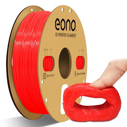 EONO 95A TPU Filament 1,75 mm, Flexibles Weiches TPU Filament 1 kg (2,2 lbs), Maßgenauigkeit +/- 0,05 mm für FDM Drucker, Rot von Eono