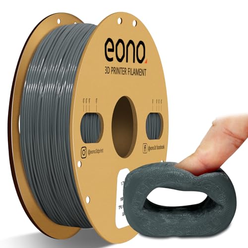 EONO 95A TPU Filament 1,75 mm, Flexibles Weiches TPU Filament 1 kg (2,2 lbs), Maßgenauigkeit +/- 0,06 mm für FDM Drucker, Grau von Eono