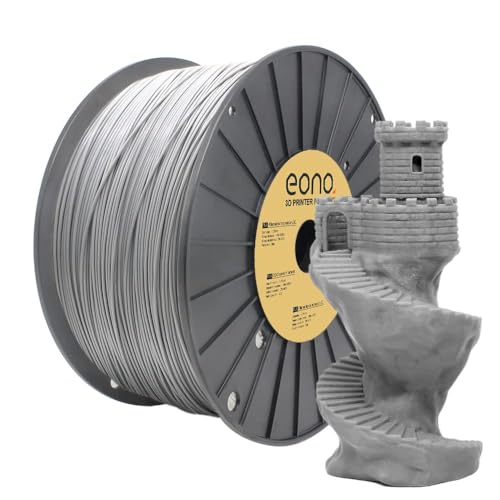 EONO Grau PLA Filament 1,75 mm, 3D Drucker Filament PLA 3kg (6.6lbs), Maßgenauigkeit +/- 0.03mm 3D Druck Filament, PLA Grau von Eono