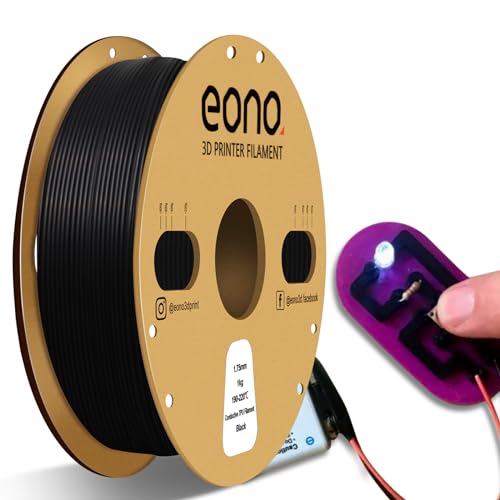 EONO Leitfähiges TPU Filament 1,75 mm, Elektrisch Leitendes Filament TPU Flexibles Weiches Filament, 1 kg (2,2 Pfund), Maßgenauigkeit +/- 0,03 mm für FDM Drucker, Schwarz von Eono