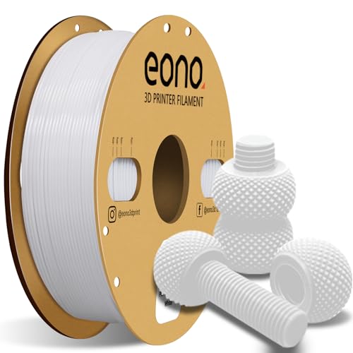 EONO PETG Filament 1,75 mm Stärkere Zähigkeit PETG 3D Drucker Filament 1 kg (2,2 Pfund) Maßgenauigkeit +/- 0,03 mm für FDM 3D Druck, PETG Weiß von Eono