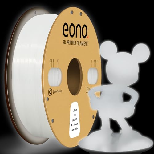 EONO PLA Filament Leuchtend Glow in the Dark Leuchtendes 3D Drucker Filament 1kg (2,2 Pfund) Leuchtendes PLA für 3D Drucker, Leuchtend Weiß von Eono