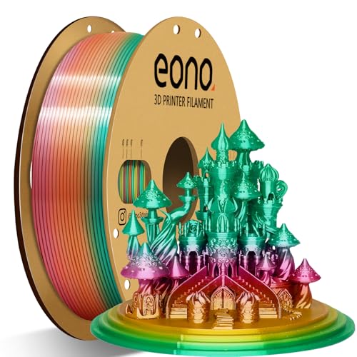 EONO Regenbogen PLA Mehrfarbig Silk PLA Rainbow Filament 1.75 mm für 3D Drucker Shiny Hochglanz 3D Drucker Filament 1,75 PLA 1kg(2,2lbs), Silk Macaron Regenbogen von Eono