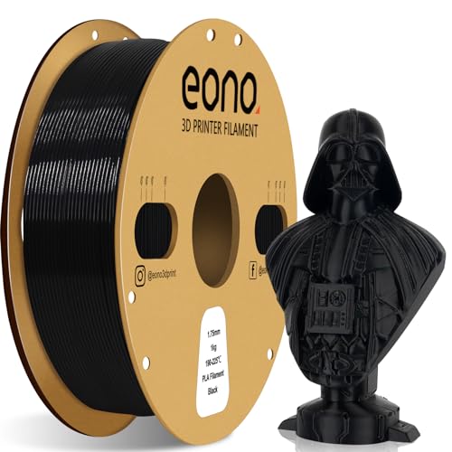 EONO Schwarz PLA Filament 1,75 mm, 3D Drucker Filament PLA 1kg (2.2lbs), Maßgenauigkeit +/- 0.03mm 3D Druck Filament, PLA Schwarz von Eono