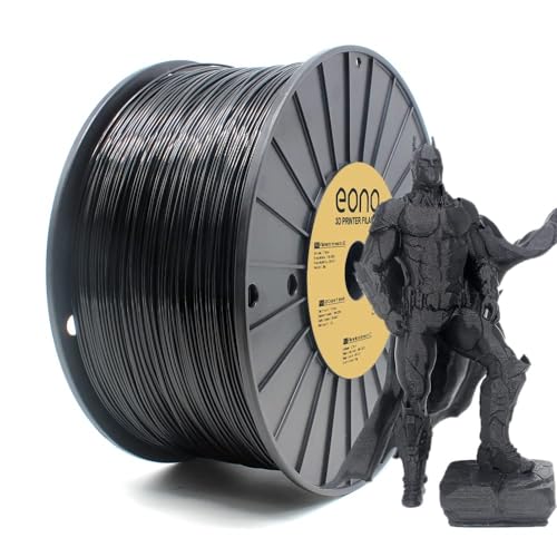 EONO Schwarz PLA Filament 1,75 mm, 3D Drucker Filament PLA 3kg (6.6lbs), Maßgenauigkeit +/- 0.03mm 3D Druck Filament, PLA Schwarz von Eono