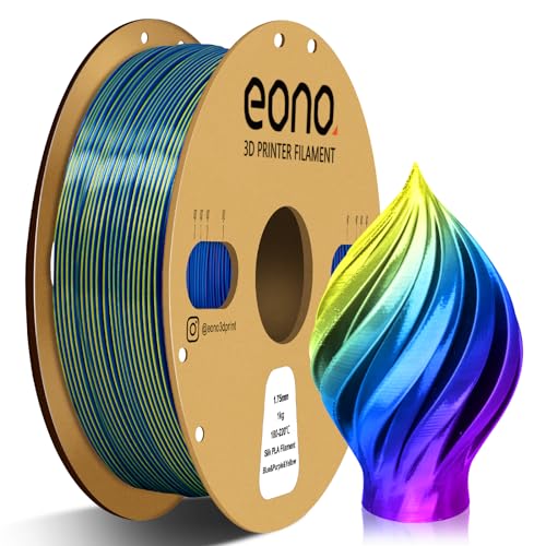 EONO Silk Dreifarbiges PLA Filament 1,75 mm für 3D Drucker Coextrusions PLA Filament 1 kg (2,2 lbs) Mehrfarbiges PLA 3d Drucker Filament, Silk PLA Blau/Lila/Gelb von Eono