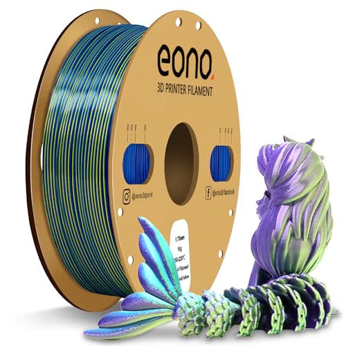 EONO Silk Dreifarbiges PLA Filament 1,75 mm für 3D Drucker Coextrusions PLA Filament 1 kg (2,2 lbs) Mehrfarbiges PLA 3d Drucker Filament, Silk PLA Blau/Lila/Gelb von Eono
