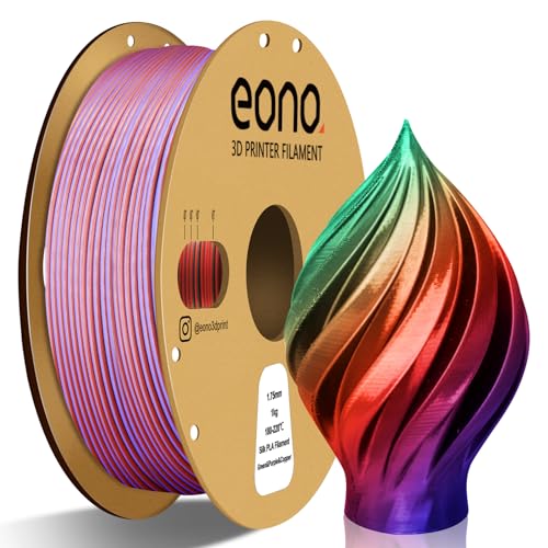 EONO Silk Dreifarbiges PLA Filament 1,75 mm für 3D Drucker Coextrusions PLA Filament 1 kg (2,2 lbs) Mehrfarbiges PLA 3d Drucker Filament, Silk PLA Grün/Lila/Kupfer von Eono