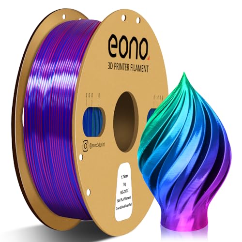 EONO Silk Dreifarbiges PLA Filament 1,75 mm für 3D Drucker Coextrusions PLA Filament 1 kg (2,2 lbs) Mehrfarbiges PLA 3d Drucker Filament, Silk PLA Rosen rot/Blau/Grün von Eono