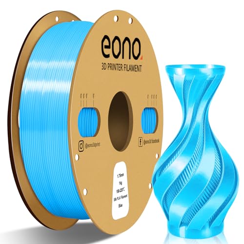 EONO Silk PLA Filament 1.75 mm für 3D Drucker Shiny Hochglanz 3D Drucker Filament 1,75 PLA 1kg(2,2lbs), Maßgenauigkeit +/- 0.03mm, Silk Blau von Eono