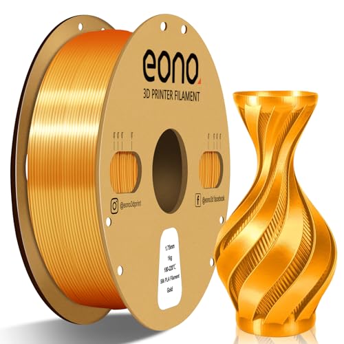 EONO Silk PLA Filament 1.75 mm für 3D Drucker Shiny Hochglanz 3D Drucker Filament 1,75 PLA 1kg(2,2lbs), Maßgenauigkeit +/- 0.03mm, Silk Gold von Eono