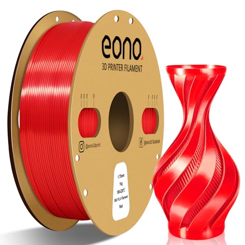 EONO Silk PLA Filament 1.75 mm für 3D Drucker Shiny Hochglanz 3D Drucker Filament 1,75 PLA 1kg(2,2lbs), Maßgenauigkeit +/- 0.03mm, Silk Rot von Eono