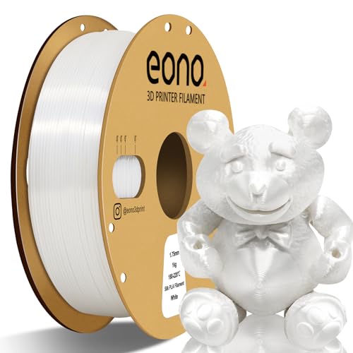 EONO Silk PLA Filament 1.75 mm für 3D Drucker Shiny Hochglanz 3D Drucker Filament 1,75 PLA 1kg(2,2lbs), Maßgenauigkeit +/- 0.03mm, Silk Weiß von Eono