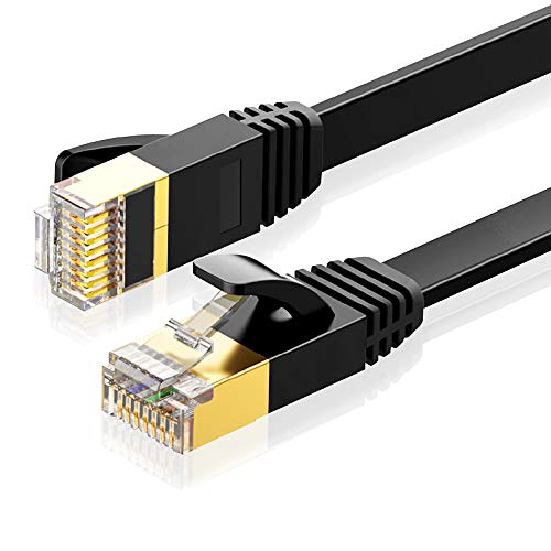 Eono Cat 7 Ethernet Kabel - 10Gbit/s 600Mhz Lan Kabel Flaches Netzwerkkabel S/FTP mit Vergoldeter RJ45 für Router, Modem, Switch, Xbox One, PS5, PS4, TV (Flat Black, 10M/33FT) von Eono