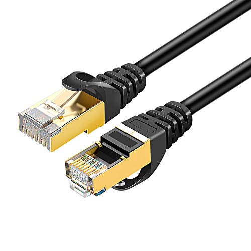 Eono Cat 7 Ethernet Kabel - 10Gbit/s 600Mhz Netzwerkkabel Patchkabel S/FTP mit Vergoldeter RJ45 für Router, Modem, Switch, Xbox One, PS5, PS4, TV (Black, 10M/33FT) von Eono