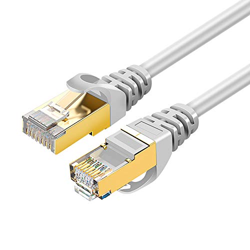 Eono Cat 7 Ethernet Kabel - 10Gbit/s 600Mhz Netzwerkkabel Patchkabel S/FTP mit Vergoldeter RJ45 für Router, Modem, Switch, Xbox One, PS5, PS4, TV (White, 3M/10FT) von Eono