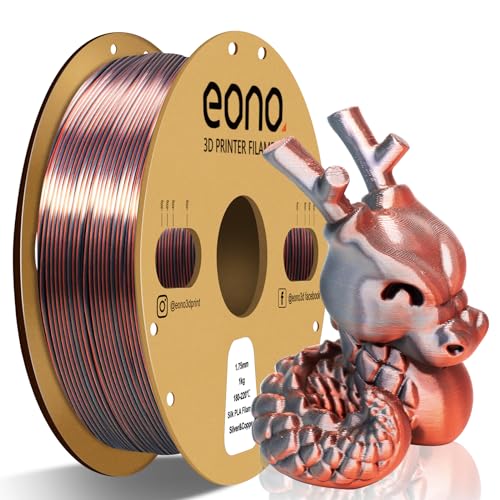 Eono Dual Zweifarbig PLA Filament 1.75mm für 3D Druck, 3D Drucker Filament 1kg Spule +/- 0,03 mm(2.2lbs), Silk PLA Silber & Kupfer von Eono