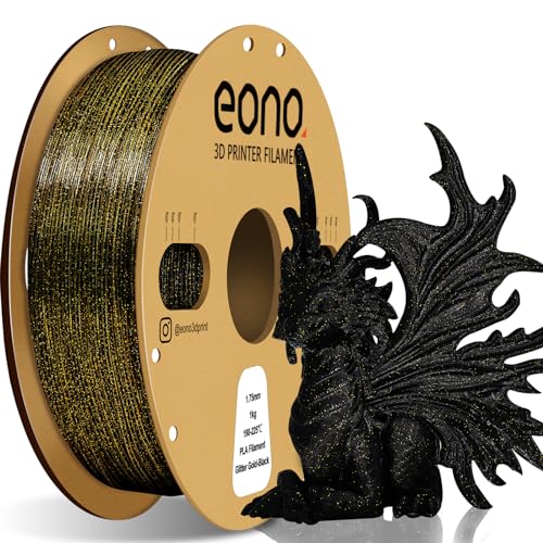 Eono Glitzer Gold Galaxy Schwarz PLA Filament 1.75mm(± 0,03 mm), 3D Drucker Filament für FDM Drucker, Galaxy-ähnlicher Glitzereffekt PLA, 1kg Spule(2.2lbs) von Eono