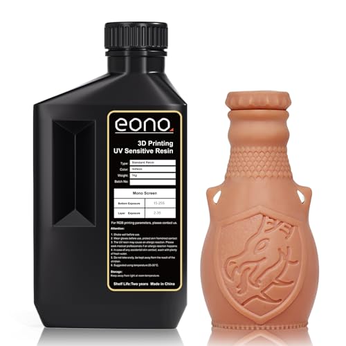 Eono Hautfarbe 3D Drucker Resin, 405nm Schnelle UV-Aushärtung 1kg Standard Resin, 3D Drucker Photopolymer Harz für LCD Drucker, Rote Wachsfarbe 1000g von Eono