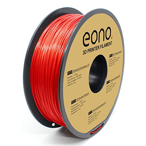 Eono PETG Filament 1.75mm, PETG 3D Drucker Filament, Maßgenauigkeit ±0.05mm, 1KG Spule für 3D Drucker in Vakuumverpackung, Rot von Eono