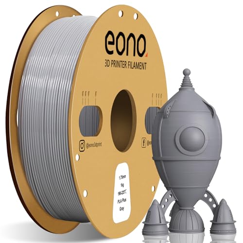 Eono PLA Plus Filament 1,75 mm, PLA Pro 3D Drucker Filament, PLA+ Filament 2,2 LBS (1 kg), Maßgenauigkeit +/- 0,04 mm für FDM Drucker, Grau von Eono